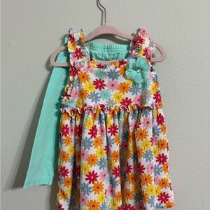 Floral Kids top with Aqua leggings